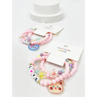 Love and Bear Theme Kids Layering Bracelet Set