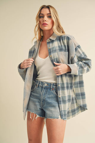 Kambrie Plaid Flannel Shirt: Blue Multi