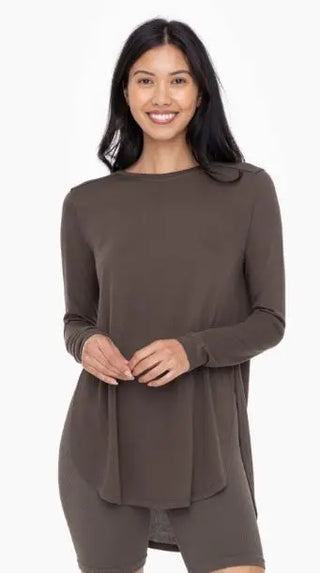 Long Sleeve Flow Top with Side Slits- MonoB