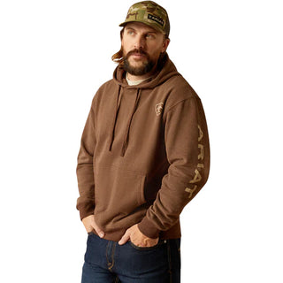 Men's Ariat Logo Hoodie Chestnut Heather/Tan