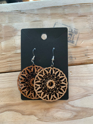 Cutout Floral Wooden Earrings