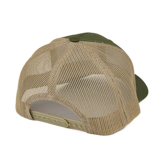 TriPine Leather Patch Trucker Hat: Moss/ Khaki
