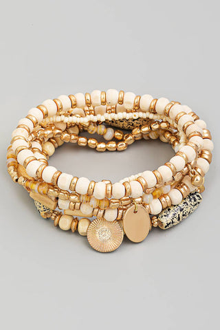 Wooden Assorted Bead Stackable Bracelet Set: ASSORTED
