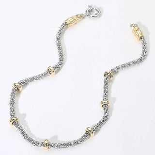 14K Gold Plated Two Tone Mesh Chain Necklace