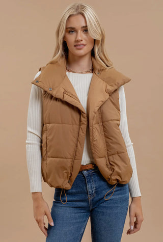 High Neck Puffer Vest Carmel