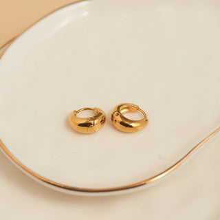 Waterproof Earrings Hoop Graduated Huggie in Gold & Steel: Gold