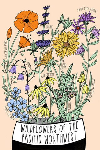 Wildflowers of Pacific Northwest Postcard