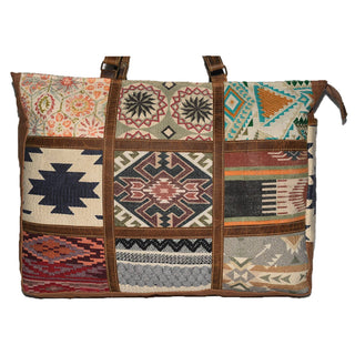 Canvas & Leather Overnight Multi Patch Weekender Bag