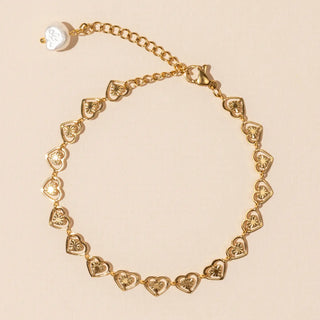 Gold Heart Linked Bracelet