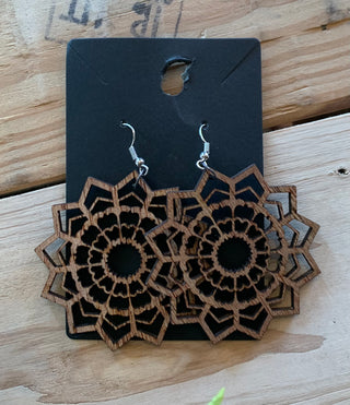 Geo Floral Wooden Earrings