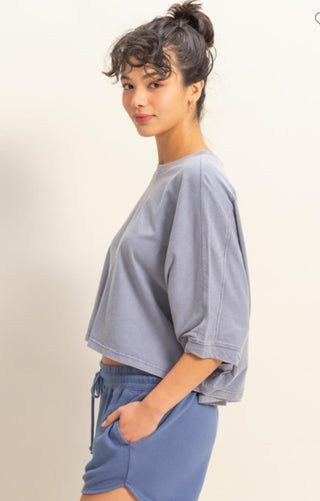 Flowy Knit Sweater Top-Indigo