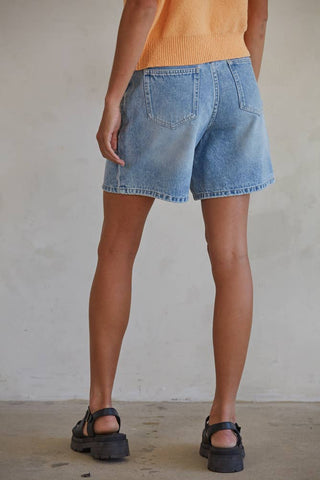 Straight Leg Shorts: Medium Denim