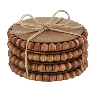 Mudpie Beaded Wood Coaster Set