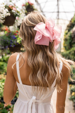 Chiffon Bow Barrette: Tan