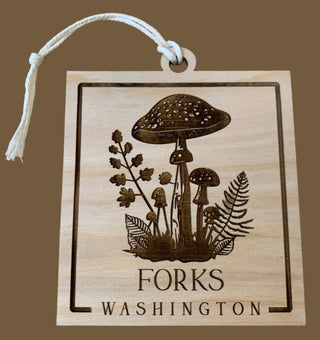 Forks Washington with Mushrooms Wooden Ornament