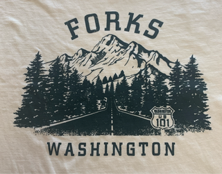 HWY 101 Forks, WA Sketch Heavyweight Cream S/S Tee