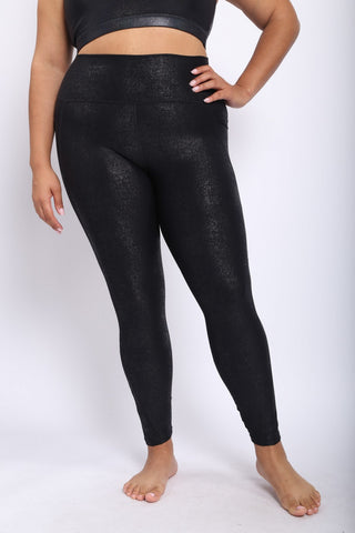 Curvy Highwaisted Foil Leggings With Side Pockets