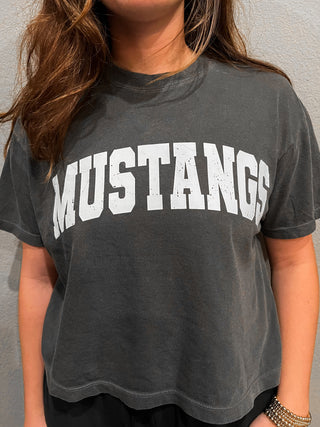 Mustangs Distressed Comfort Color Boxy Tee