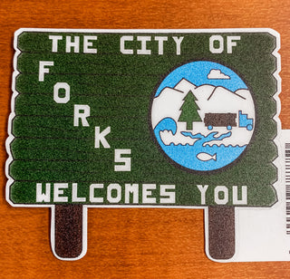 City of Forks Welcomes You Sign Sticker- LR