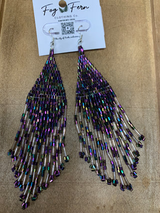 Glass Seed Beads Beaded Long Earrings