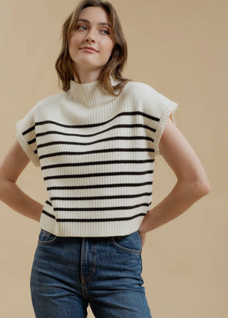 Funnel Neck Striped Sweater