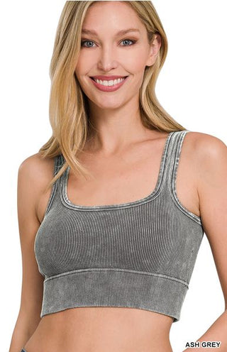 Mineral Washed Ribbed Square Neck Brami