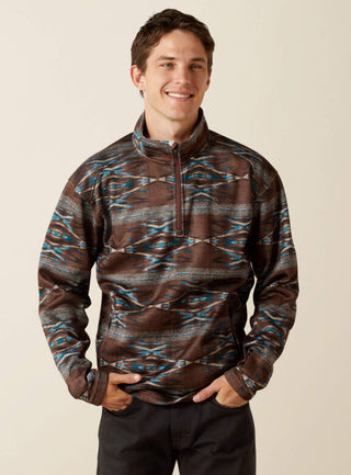 Ariat Men's Deep Mahogany Southwest  Caldwell 1/4 Button Sweater