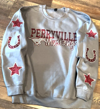 Perryville Mustangs Rhinestone Crewneck