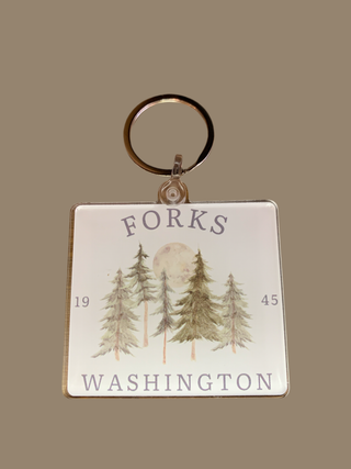 Forks, WA Trees Keychain