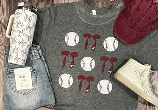 Baseball & Bow Repeat Design - (Adult)