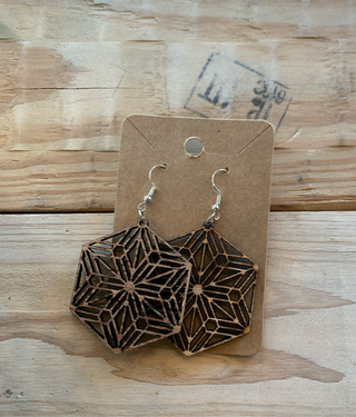 Hexagon Wooden Earrings