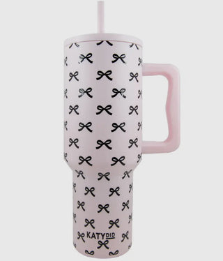 Black & Pink Bow 38oz Tumbler Cup