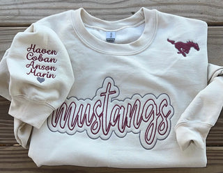 Mustang Outlined Embroidered Crewneck Sweatshirt