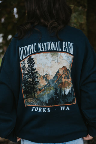 Olympic Mountain Drip Scene Crewneck Sweater