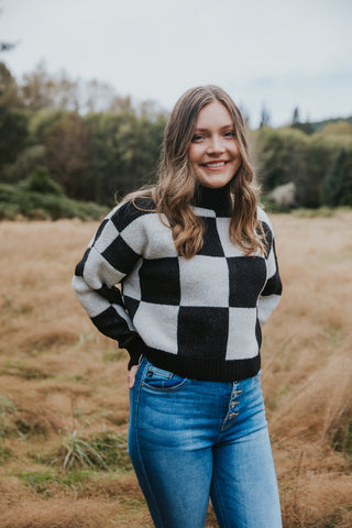 Checkered Knit Sweater