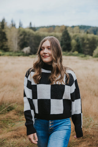 Checkered Knit Sweater