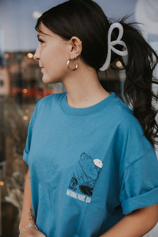 Fill In Your Park Boxy Tee- Dusty Blue