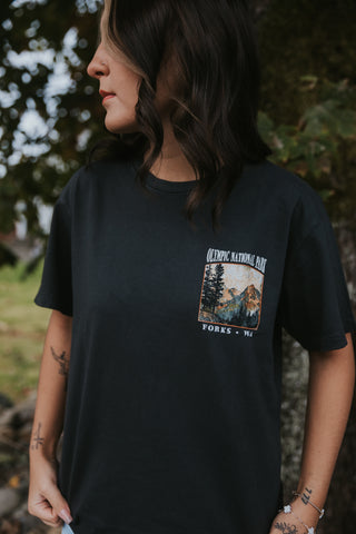 Olympic Mountain Drip Scene Short Sleeve Tee