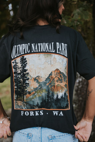 Olympic Mountain Drip Scene Short Sleeve Tee