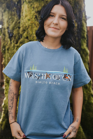 Washington Coastal Animals Rialto Beach Embroidered Tee