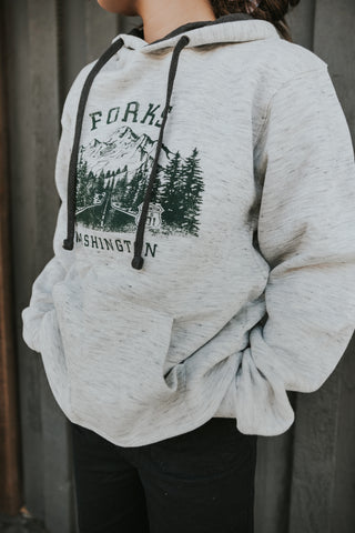 HWY 101 Forks, WA Sketch Hooded Sweatshirt