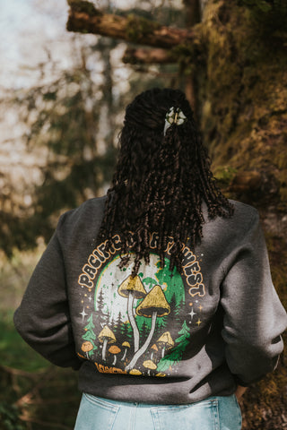Pacific Northwest Shrooms-Forks, WA Crewneck Sweater – Fog Fern