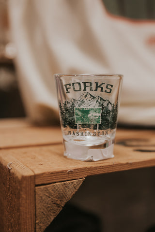 City of Forks Mountain Shot Glass