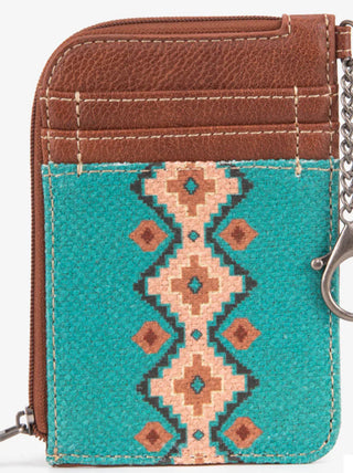 Wrangler Southwestern Art Print Mini Zip Card Case -Turquoise