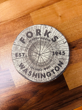 Forks, WA Tree Rings Coaster