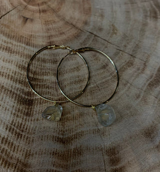 Wire Wrapped Lemon Nugget w/ Large Gold Hoop Earring