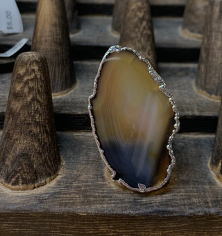 Gilded Edge Sliced Agate Ring