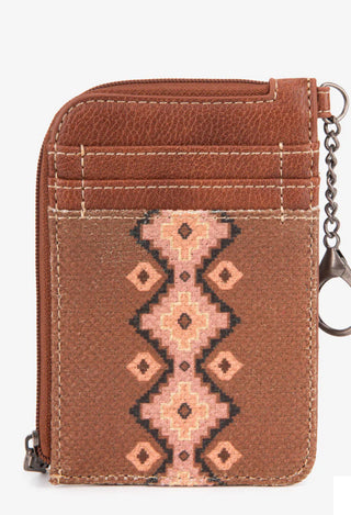 Wrangler Southwestern Art Print Mini Zip Card Case -Dark Brown