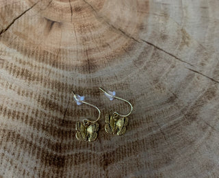 18K Gold Plated Striped Butterfly French Wire Earring