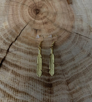 18K Gold Plated Bronze Hopi Feather Earring